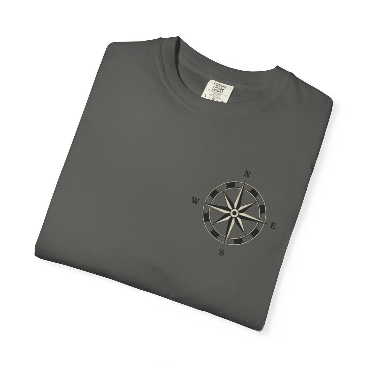 Moon Compass T-Shirt — Lunar Graphic Tee with Compass Chest Emblem