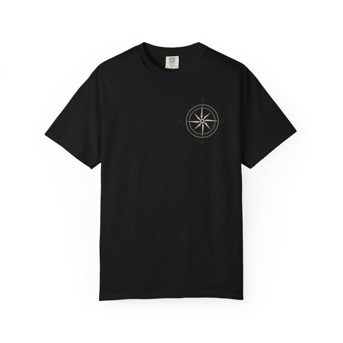 Moon Compass T-Shirt — Lunar Graphic Tee with Compass Chest Emblem
