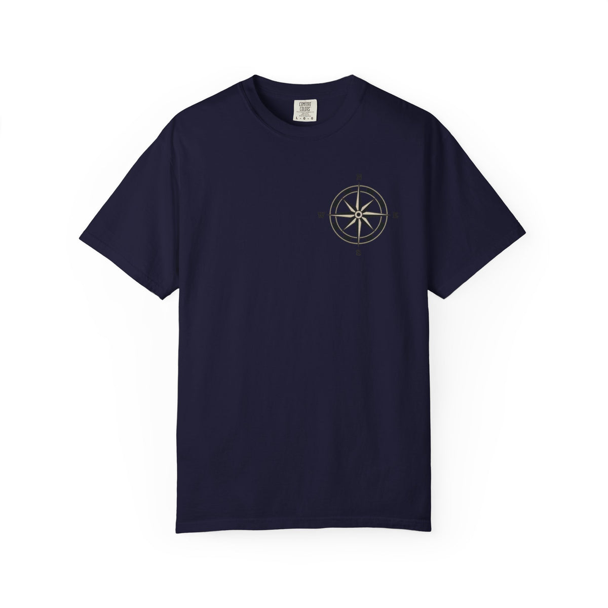 Moon Compass T-Shirt — Lunar Graphic Tee with Compass Chest Emblem