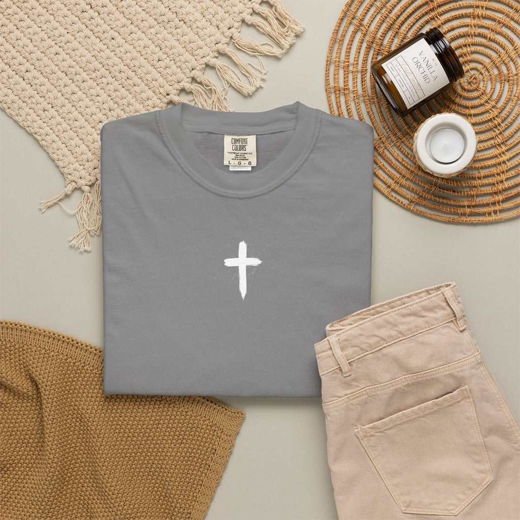 Christian Cross T-Shirt — "Jesus Loves You" Graphic Tee with 1 John 4:19 Back Design