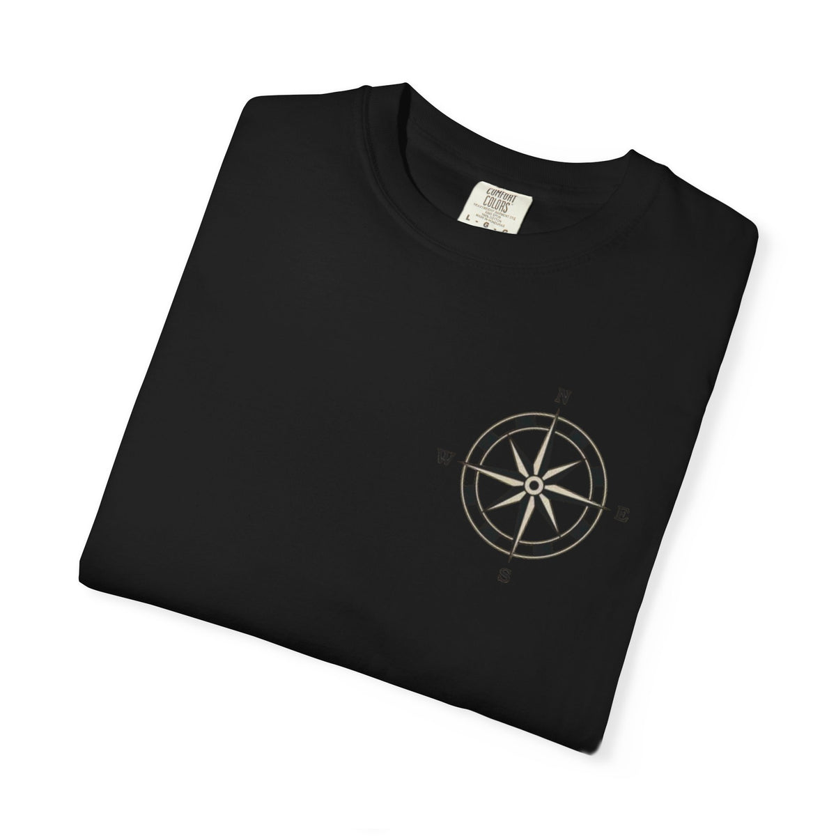 Moon Compass T-Shirt — Lunar Graphic Tee with Compass Chest Emblem