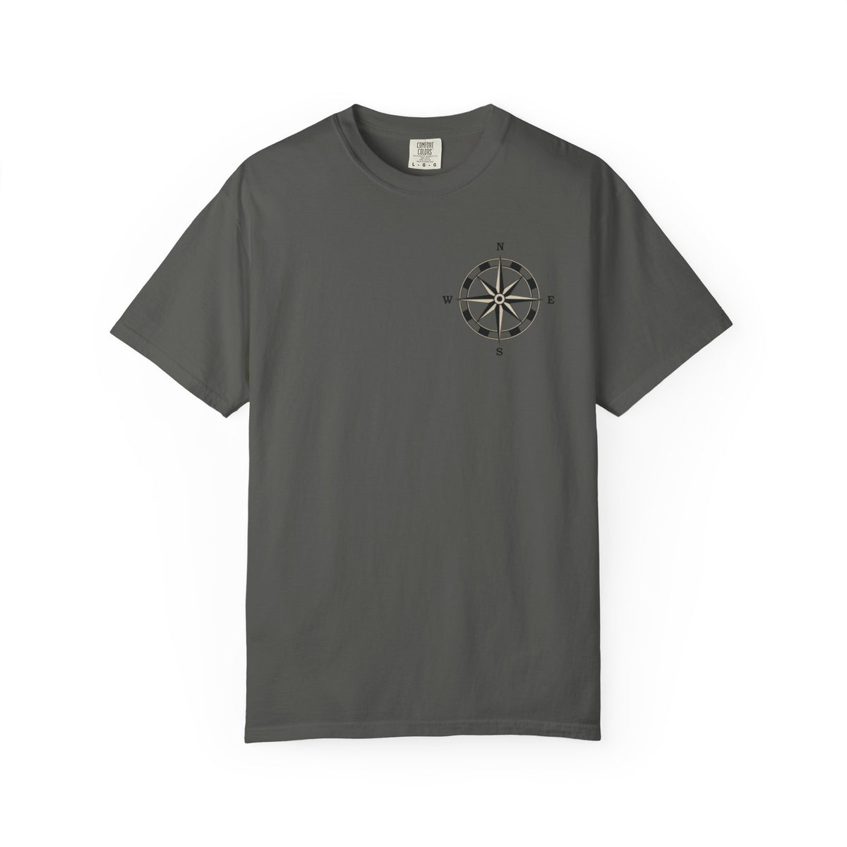 Moon Compass T-Shirt — Lunar Graphic Tee with Compass Chest Emblem